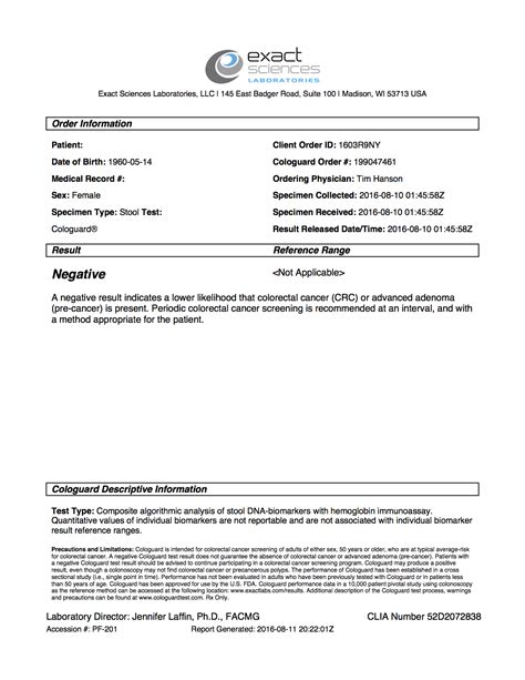 how to read cologuard results|Sample Cologuard Report .